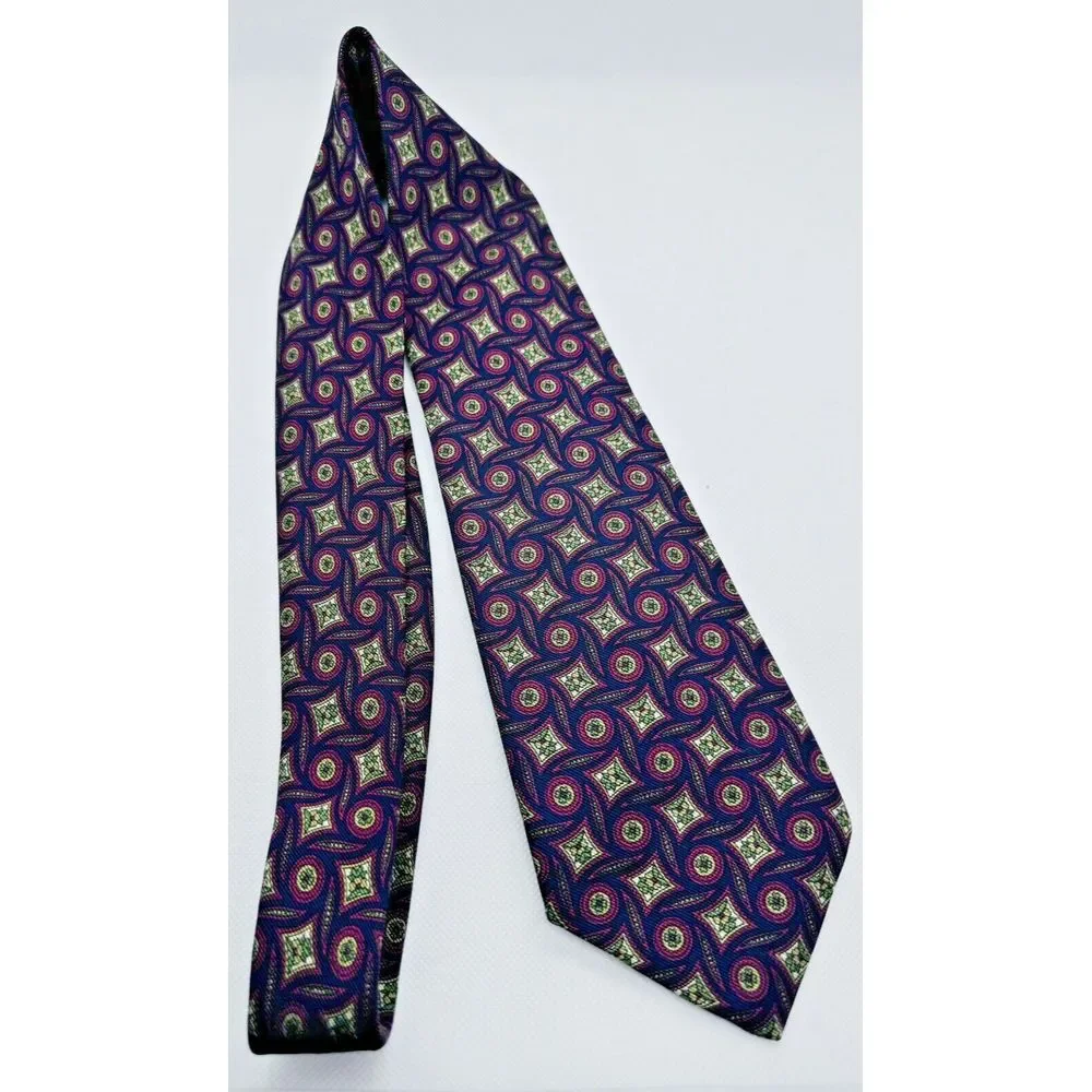Abercrombie &‎ Fitch Durable Goods Necktie VTG Silk Diamonds Red Blue 57